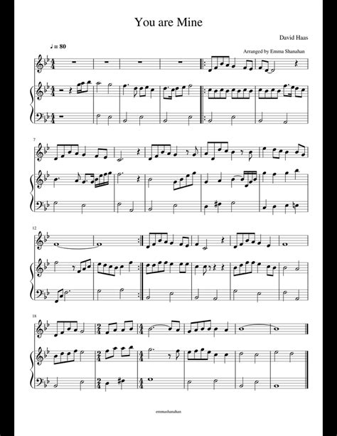 100% accurate note-for-note. . You are mine piano sheet music free